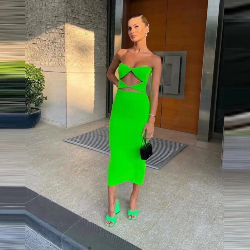 Alex Perry Neon Green Strapless Dress
